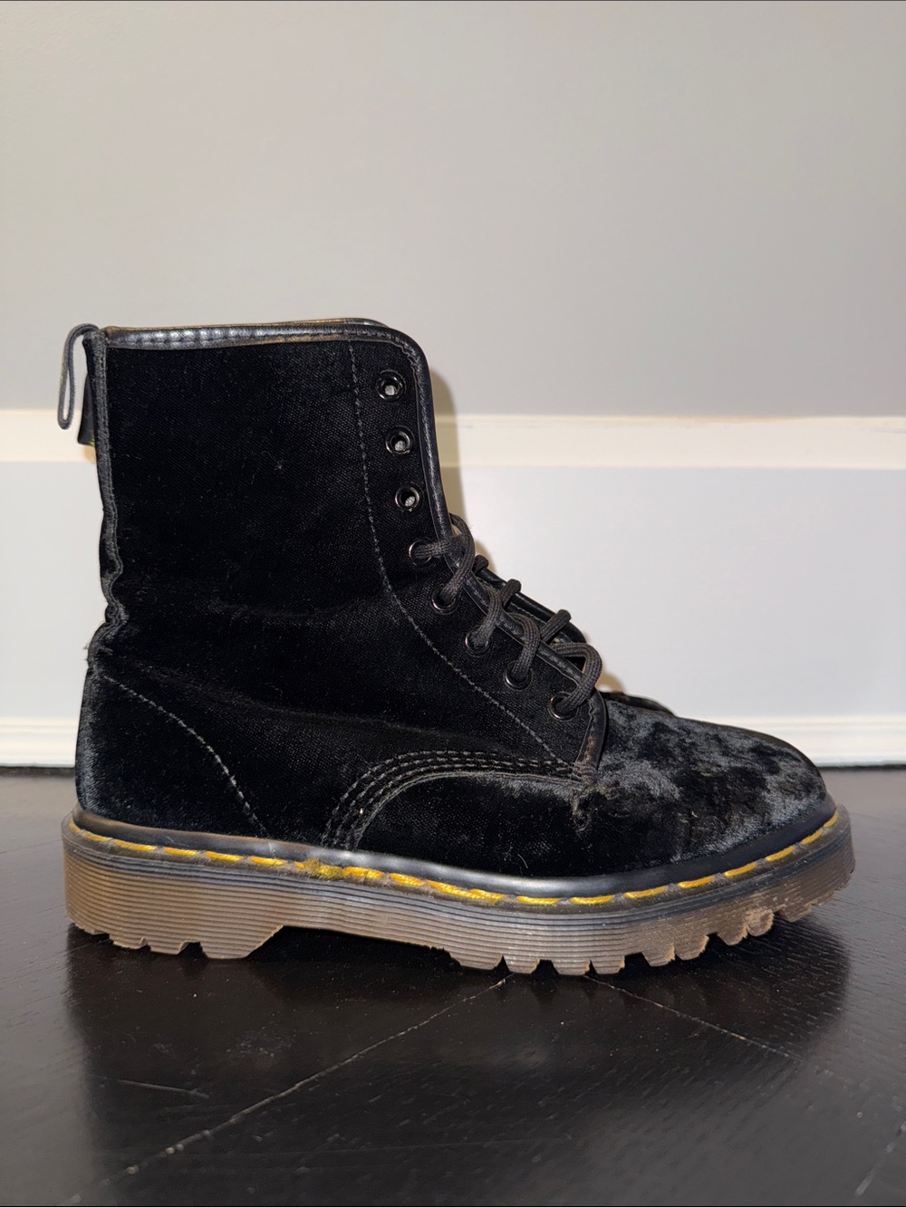 Dr. Martens Black Velvet vintage 90s boot Made In England
